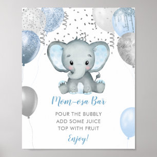 Jungenelefant Aquarell Baby Shower Momosa Bar Poster