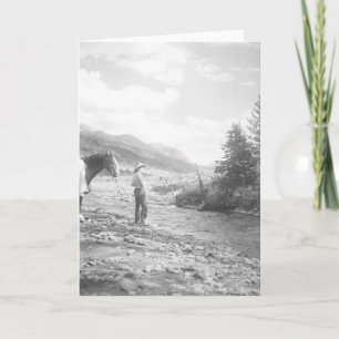 Jungenfliegenfischen in einem Nebenfluss Karte