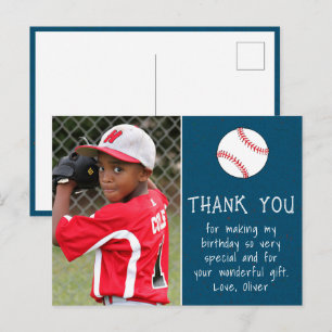 Jungenfoto Baseball Ball Danke Geburtstag Postkarte