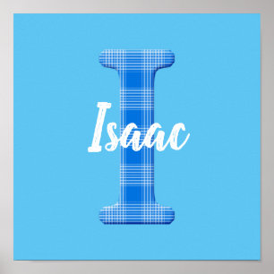 Jungenname benutzerdefinierte Karo-Buchstabe I Poster
