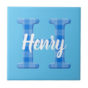 Jungenname kundenspezifisches Karo Buchstabe H Fliese