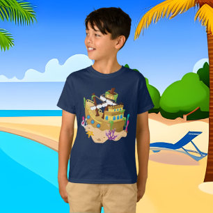 Jungenschiffbruchspaß-Strand-T - Shirt