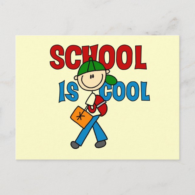 Jungenschule ist cool postkarte (Vorderseite)