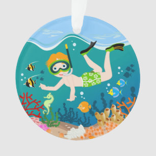 Jungenschwimmer hat ein Geburtstags-Party Ornament