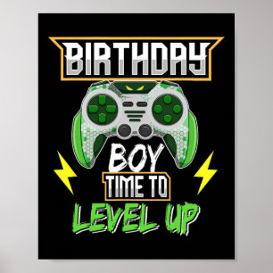 Jungenzeit zum Levelaufstieg Videospiel Geburtstag Poster