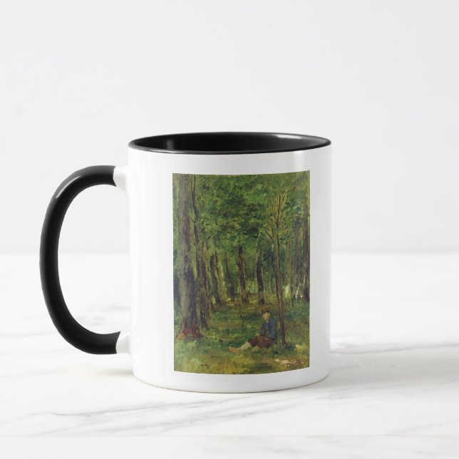Junger Bauer, der im Wald, 1878 sitzt Tasse (Links)
