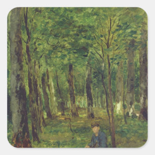 Junger Bauer im Wald, 1878 Quadratischer Aufkleber