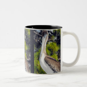 Junger Brauner Pelikan Zweifarbige Tasse