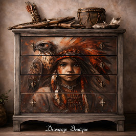 Junger Braver & Adlerkopfschmuck Dekoupage Seidenpapier