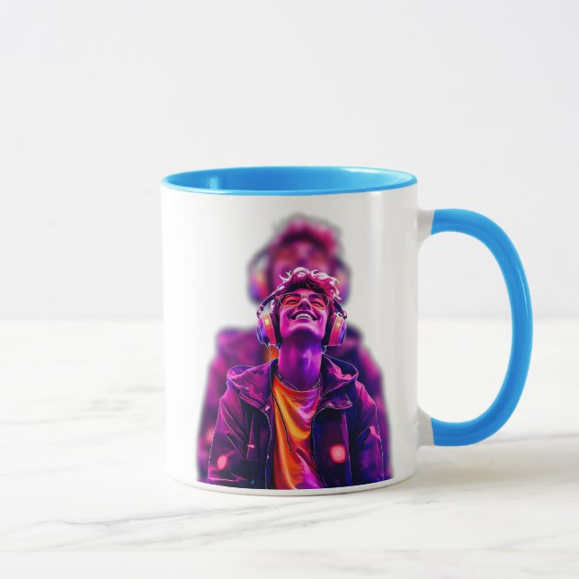 Junger cooler Musikliebhaber. Tasse (Rechts)