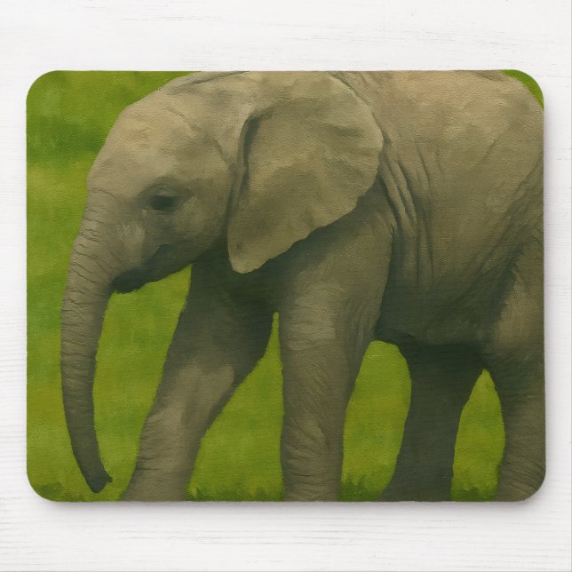 Junger Elefant mit Guardian im Grassy Reserve Mousepad (Vorne)