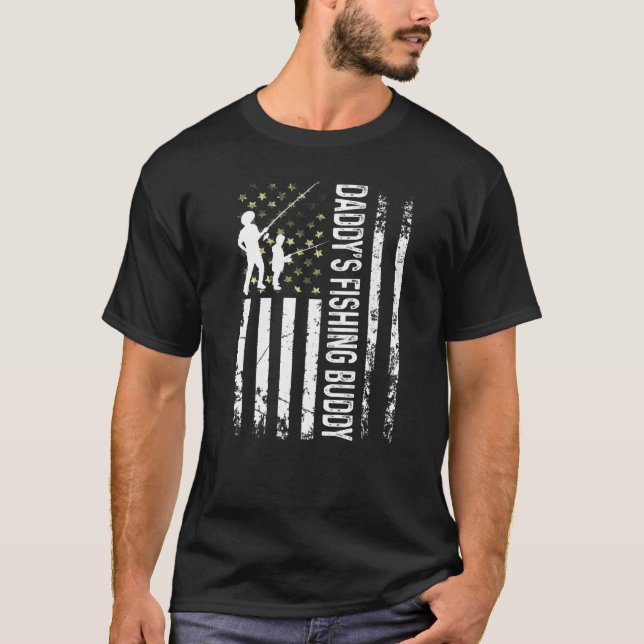 Junger Fischer Vaters Angelfreund Vater-Sohn-Team T-Shirt (Vorderseite)