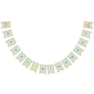 Junger Jungen-Tupfen/Teddybär-Geburtstags-Flagge Wimpelkette