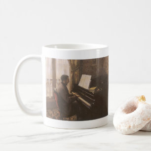 Junger Mann am Klavier von Gustave Caillebotte Tasse