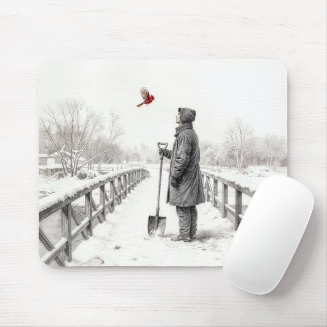 Junger Mann beobachtet einen Kardinal Mousepad (Mit Mouse)