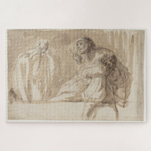 Junger Mann erhebt sich, hält die Frau bewusstlos Puzzle