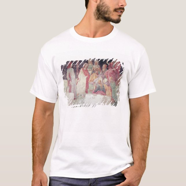 Junger Mann gegrüßt durch sieben Freie Künste T-Shirt (Vorderseite)