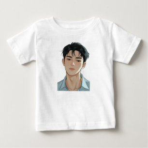 Junger Mann in einem weichen Baby T-shirt