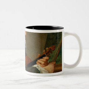 Junger Mann mit einer Violine Zweifarbige Tasse