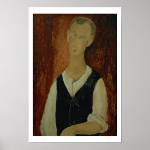 Junger Mann mit schwarzem Waistcoat, 1912 (Öl auf Poster
