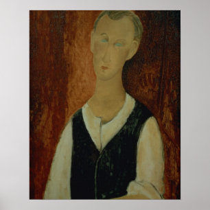 Junger Mann mit schwarzem Waistcoat, 1912 (Öl auf Poster