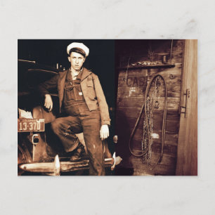 Junger Mechaniker Vintage-Foto Postkarte