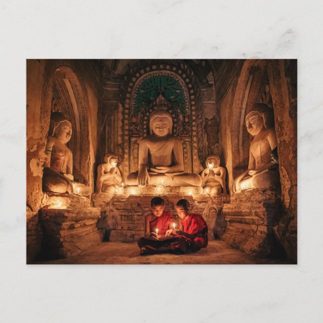 Junger Mönch in den Tempeln von Bagan Postkarte (Vorderseite)