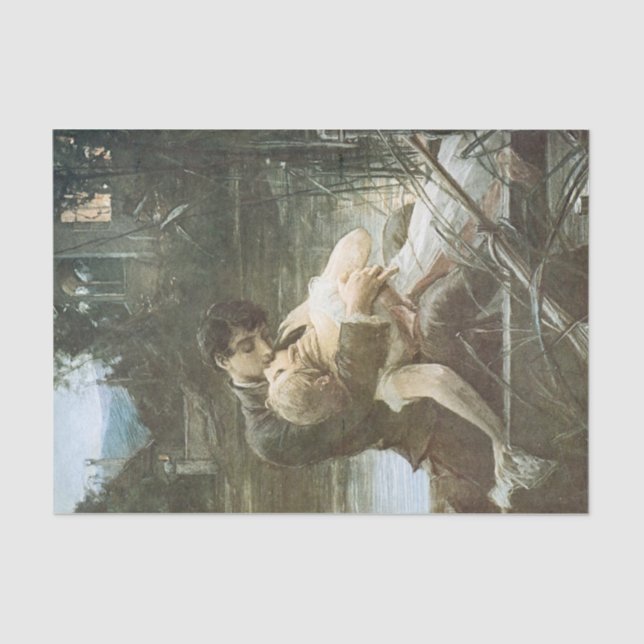 Junger Paar in Liebe (Küssen in einem Boot) (Roman Seidenpapier (Vorderseite)