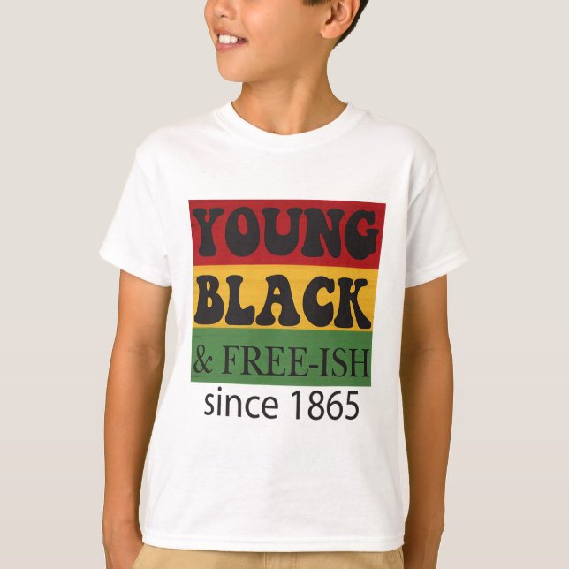 Junger Schwarzer Frei seit 1865 Schwarze Geschicht T-Shirt (Vorderseite)