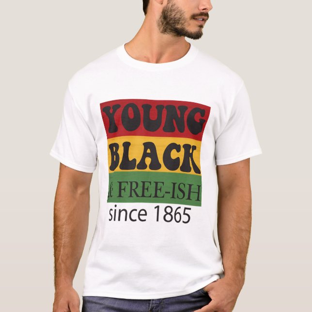 Junger Schwarzer Frei seit 1865 Schwarze Geschicht T-Shirt (Vorderseite)