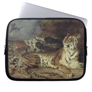 Junger Tiger, der mit seiner Mutter, 1830 spielt Laptopschutzhülle