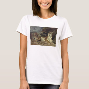 Junger Tiger, der mit seiner Mutter, 1830 spielt T-Shirt