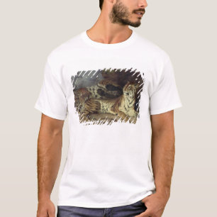 Junger Tiger, der mit seiner Mutter, 1830 spielt T-Shirt