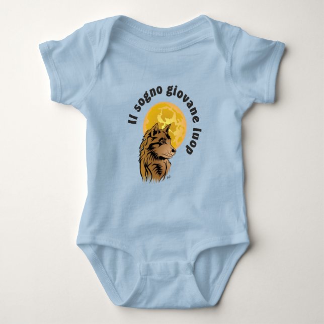 junger träumender Wolf Baby Strampler (Vorderseite)