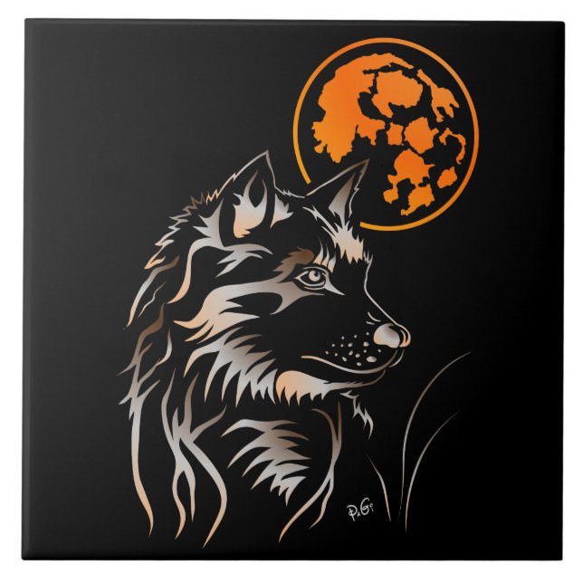 junger träumender Wolf Keramik Fotofliese Fliese (Vorderseite)