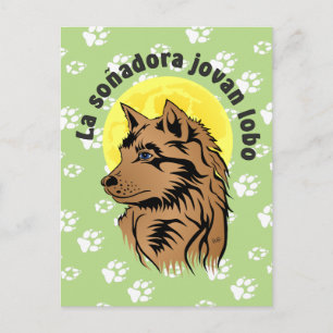 junger träumender Wolf Postkarte