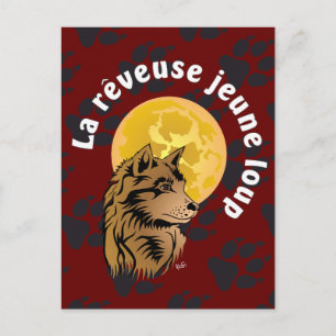 junger träumender Wolf Postkarte