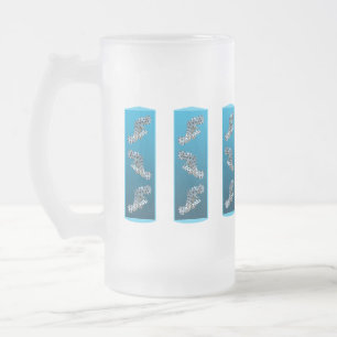 Junger Zackenbarsch - Design Farbverlauf blauer Hi Mattglas Bierglas