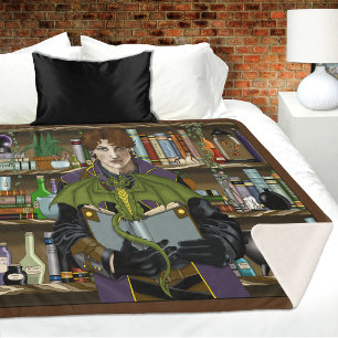 Junger Zauberer Fantasy-Bibliothek Bücher Drache Sherpadecke