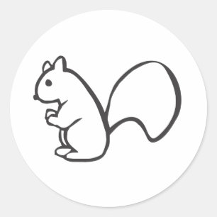 Junges Eichhörnchen in der Schwarzweiss-Skizze Runder Aufkleber