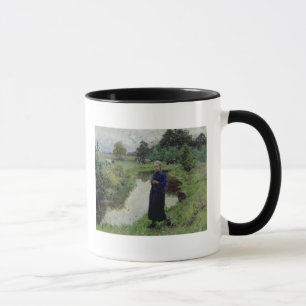 Junges Mädchen auf den Gebieten, Tasse