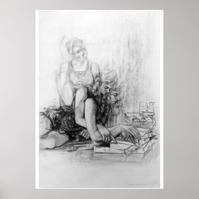 junges Mädchen, das ein Buch liest Poster (Vorne)