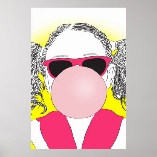 junges Mädchen mit Blase Poster