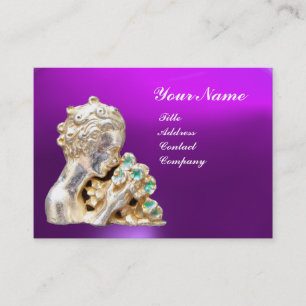 JUNGES MÄDCHEN MIT BLUMEN MONOGRAMM Gold,Lila Visitenkarte