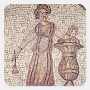 Junges Mädchen mit Blumen Quadratischer Aufkleber