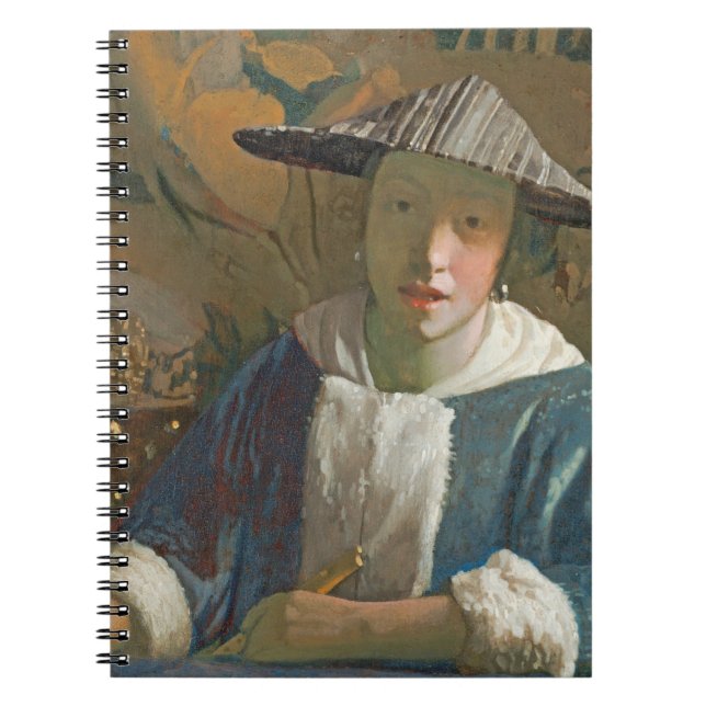Junges Mädchen mit einer Flöte, c.1665-70 Notizblock (Vorderseite)