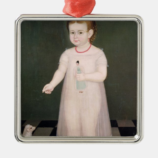 Junges Mädchen mit einer Puppe, 1838 Silbernes Ornament (Vorne)