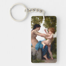 Junges Mädchen verteidigt sich gegen Eros Cupid