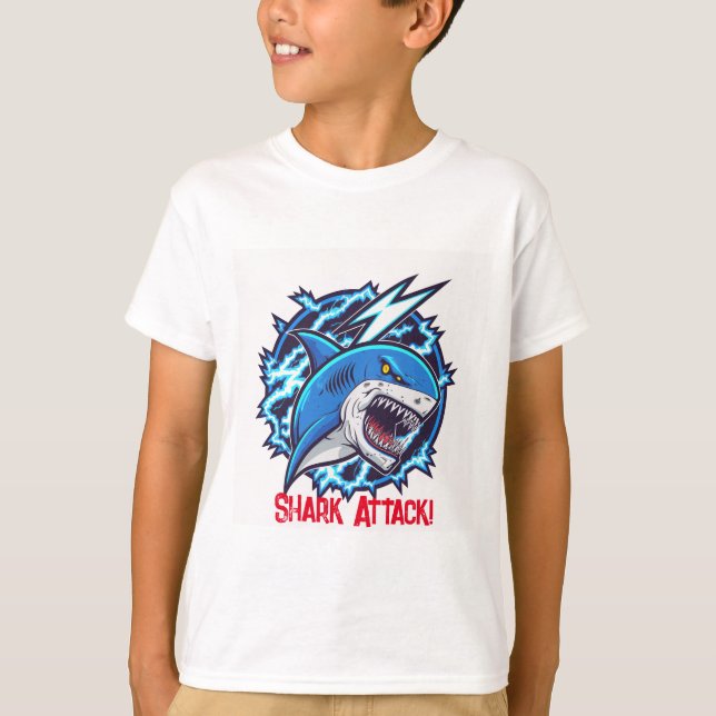 Junge's Shark Attack Cotton T - Shirt | Kid's Clot (Vorderseite)