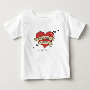 Junges wildes u. dritter Geburtstag drei Baby T-shirt